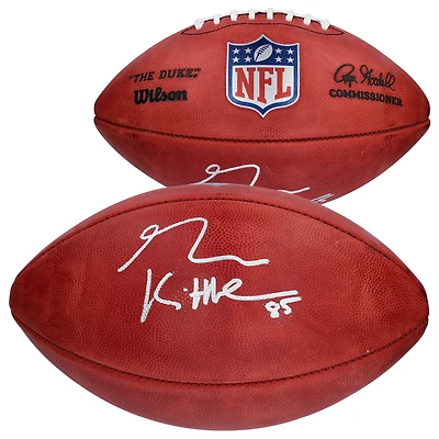 Ballon de football professionnel Wilson Duke en couleur autographié par George Kittle des 49ers de San Francisco