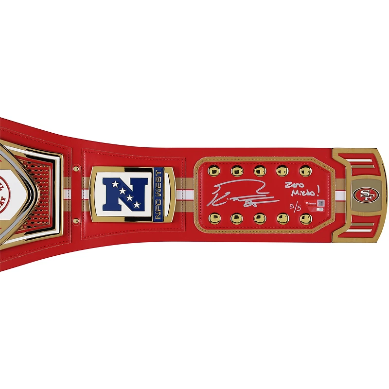 Ceinture de titre WWE autographiée par George Kittle des 49ers de San Francisco, avec l'inscription « Zero Miedo