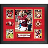 Collage encadré de 5 photos (51 x 61 cm) de George Kittle, des 49ers de San Francisco, avec un morceau de ballon de football utilisé en match - Édition limitée à 500 exemplaires