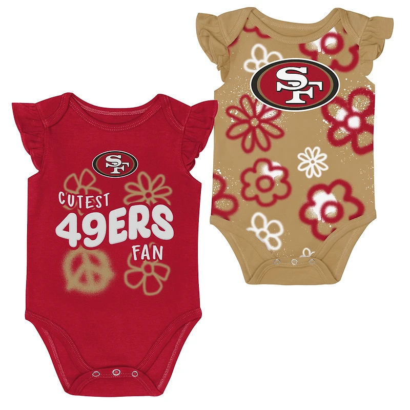 Girl's Outerstuff Scarlet/Gold San Francisco 49ers Sunshine Two-Piece Bodysuit Set