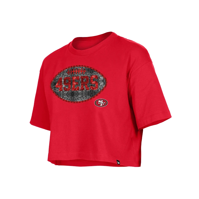 T-shirt New Era Scarlet à paillettes pour fille des San Francisco 49ers
