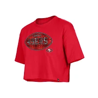 T-shirt New Era Scarlet à paillettes pour fille des San Francisco 49ers