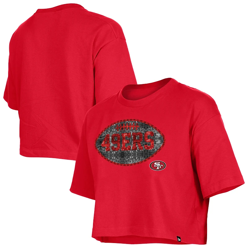T-shirt New Era Scarlet à paillettes pour fille des San Francisco 49ers