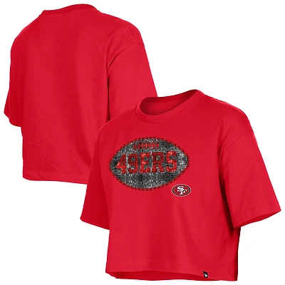 T-shirt New Era Scarlet à paillettes pour fille des San Francisco 49ers