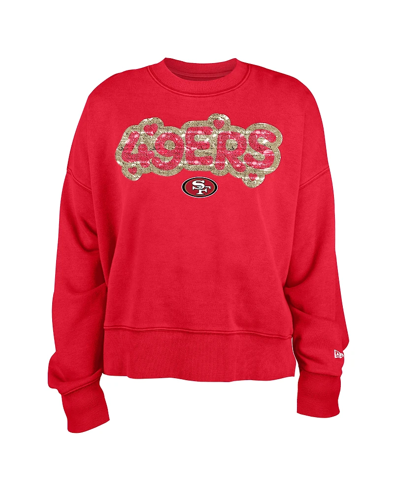 Sweat-shirt à paillettes New Era Scarlet San Francisco 49ers pour fille