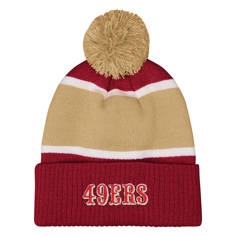 Girls Outerstuff  Scarlet San Francisco 49ers Let's Play Cuffed Knit Hat with Pom