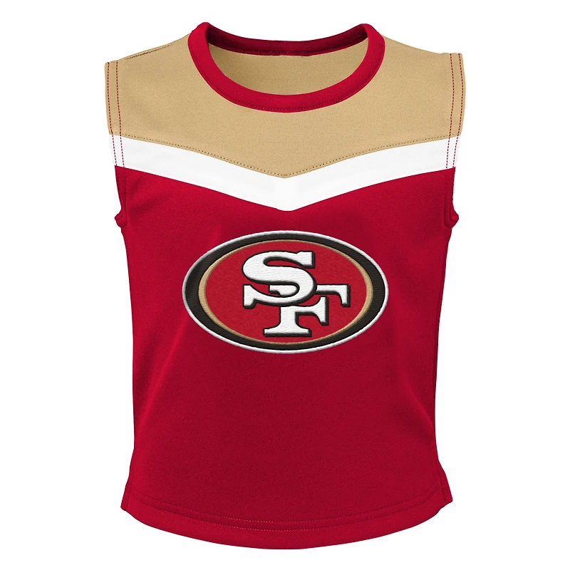 Ensemble deux pièces de pom-pom girl Spirit San Francisco 49ers Scarlet pour filles d'âge préscolaire avec bloomers