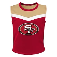 Ensemble deux pièces de pom-pom girl Spirit San Francisco 49ers Scarlet pour filles d'âge préscolaire avec bloomers