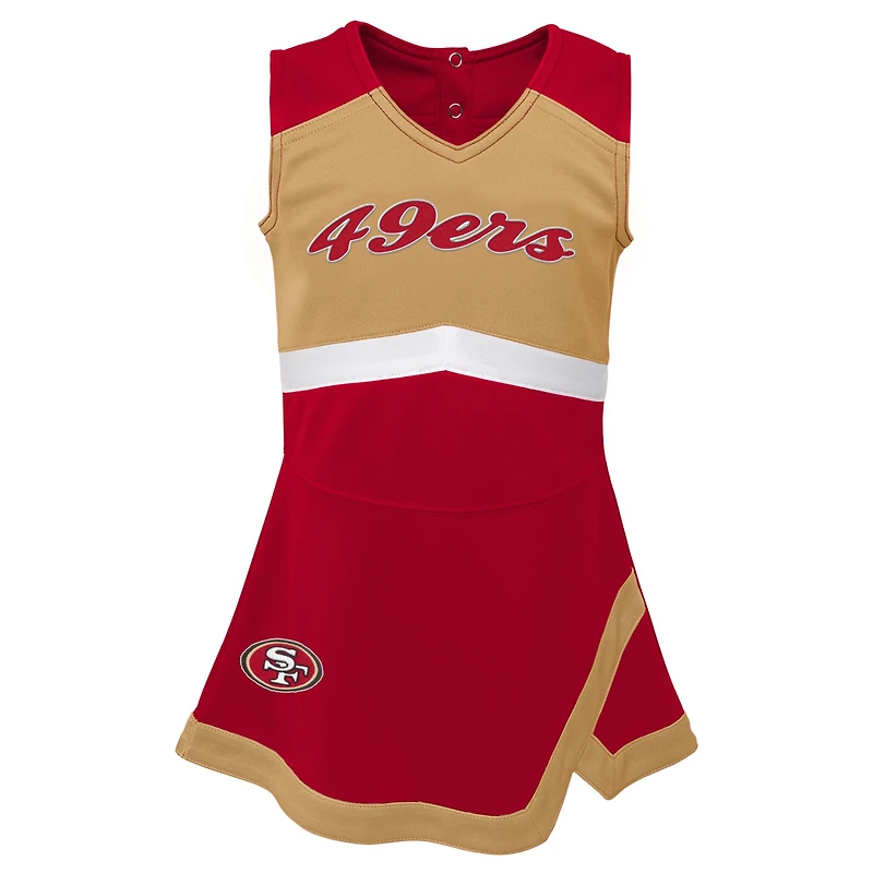 Filles préscolaires Scarlet San Francisco 49ers deux pièces Cheer Captain Jumper Dress avec Bloomer Set