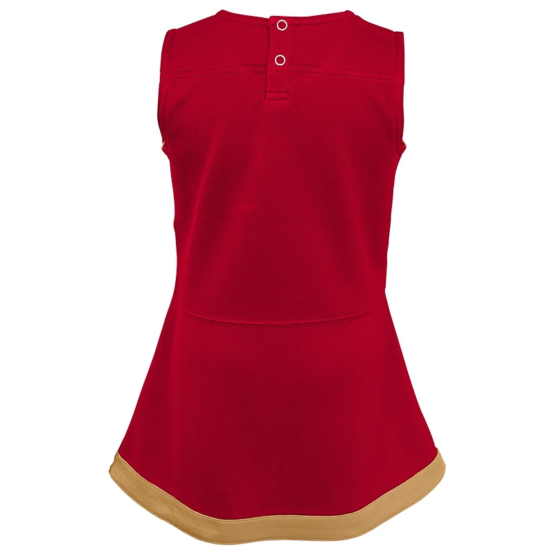 Filles préscolaires Scarlet San Francisco 49ers deux pièces Cheer Captain Jumper Dress avec Bloomer Set