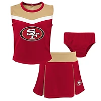 Ensemble de pom-pom girl deux pièces écarlate pour petites filles, aux couleurs des 49ers San Francisco, avec bloomer