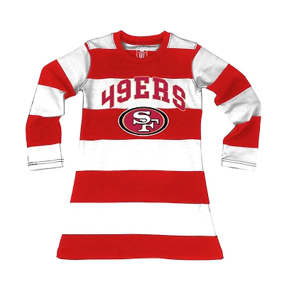 Girls Toddler Wes & Willy  Scarlet/White San Francisco 49ers Long Sleeve Rugby Tri-Blend Dress