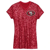 Girls Youth Christian McCaffrey Scarlet San Francisco 49ers Sequin Player Name & Number V-Neck Dress