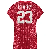 Girls Youth Christian McCaffrey Scarlet San Francisco 49ers Sequin Player Name & Number V-Neck Dress