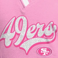 T-shirt à col en V raglan rose New Era pour fille, motif maman et moi des San Francisco 49ers