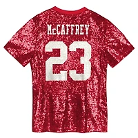 Maillot à col en V sequins pour jeunes filles Christian McCaffrey Scarlet San Francisco 49ers