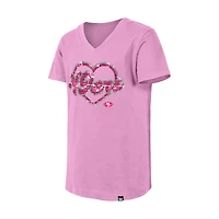 Girls Youth New Era Pink San Francisco 49ers Flip Sequins V-Neck T-Shirt