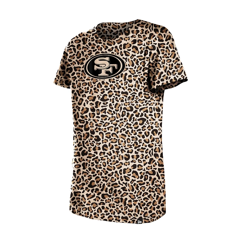 Girls Youth New Era  Tan San Francisco 49ers Mom & Me Leopard T-Shirt