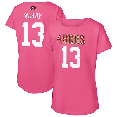 T-shirt rose pour jeunes filles Outerstuff Brock Purdy, nom et numéro du joueur des 49ers de San Francisco
