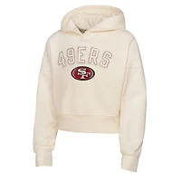 Girl's Youth Outerstuff Cream San Francisco 49ers Oversized Blitz Cropped Pullover Hoodie