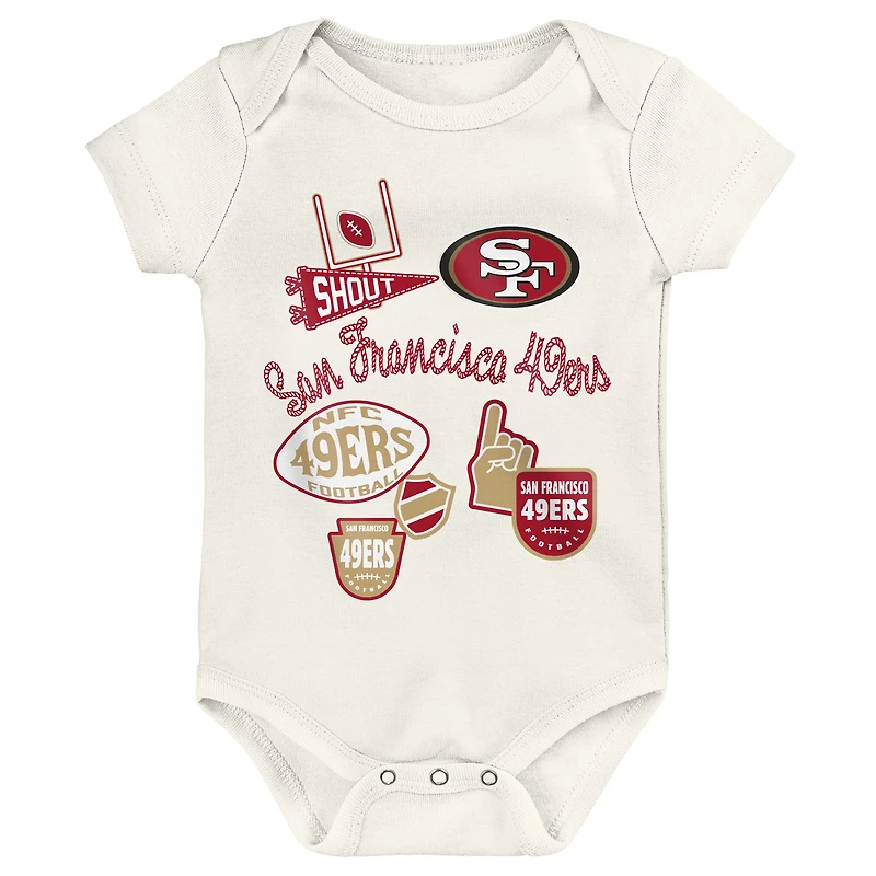 Infant & Newborn Outerstuff San Francisco 49ers Littlest Player Three-Piece Bodysuit Set