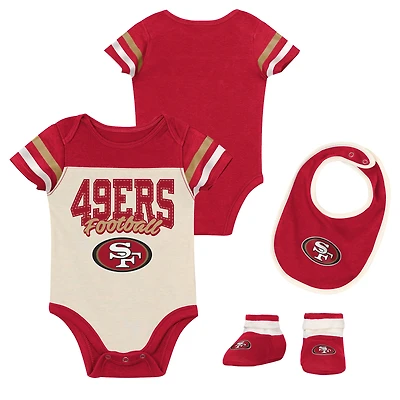 Infant & Newborn Outerstuff San Francisco 49ers Up One Three-Piece Bodysuit, Bib Booties Set