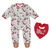 Vêtements pour nourrissons et nouveau-nés par Erin Andrews Ensemble pyjama bavoir à fermeture éclair complète Sleep and Play des 49ers de San Francisco