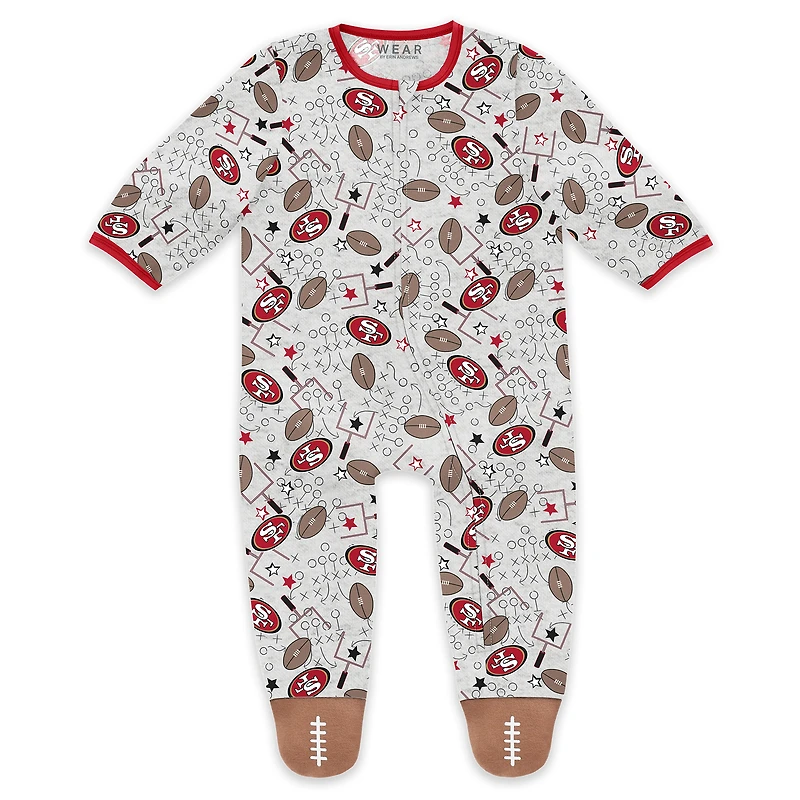 Vêtements pour nourrissons et nouveau-nés par Erin Andrews Ensemble pyjama bavoir à fermeture éclair complète Sleep and Play des 49ers de San Francisco