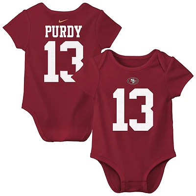 Body Nike pour bébé avec nom et numéro de joueur des 49ers San Francisco, Brock Purdy Scarlet