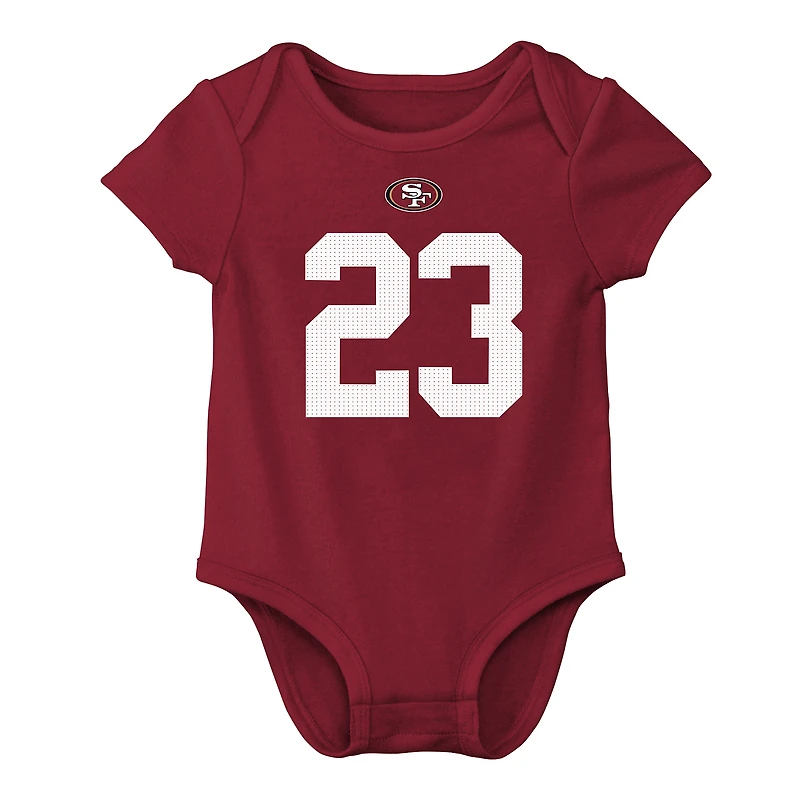 Body Nike pour bébé avec nom et numéro de joueur des 49ers San Francisco Christian McCaffrey Scarlet