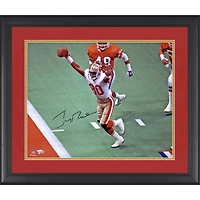 Jerry Rice San Francisco 49ers Autographed Framed 16" x 20" Hands Up Excitement Touchdown Photograph
