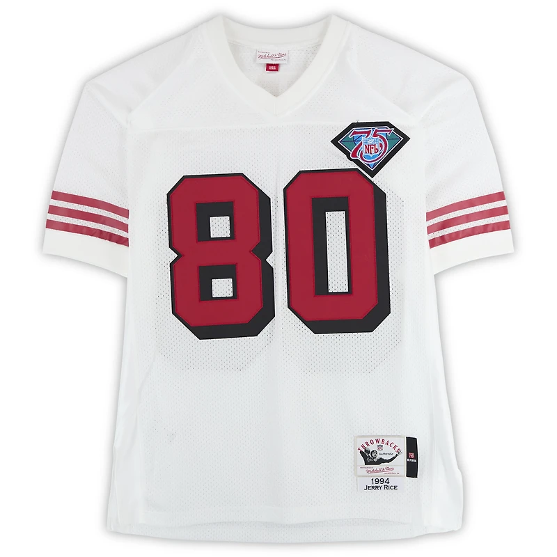 Jerry Rice San Francisco 49ers Autographed Mitchell and Ness White Authentic Jersey with "GOAT" Inscription