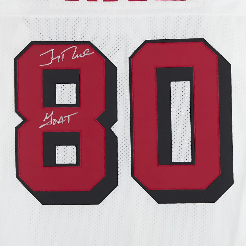 Jerry Rice San Francisco 49ers Autographed Mitchell and Ness White Authentic Jersey with "GOAT" Inscription