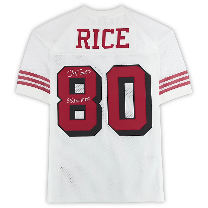 Jerry Rice San Francisco 49ers Autographed Mitchell and Ness White Authentic Jersey with "SB XXIII MVP" Inscription