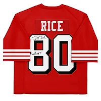 Jerry Rice San Francisco 49ers Autographed Red Mitchell & Ness Authentic Jersey with "GOAT" Inscription