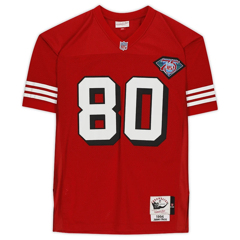 Jerry Rice San Francisco 49ers Autographed Red Mitchell & Ness Authentic Jersey with "HOF 2010" Inscription