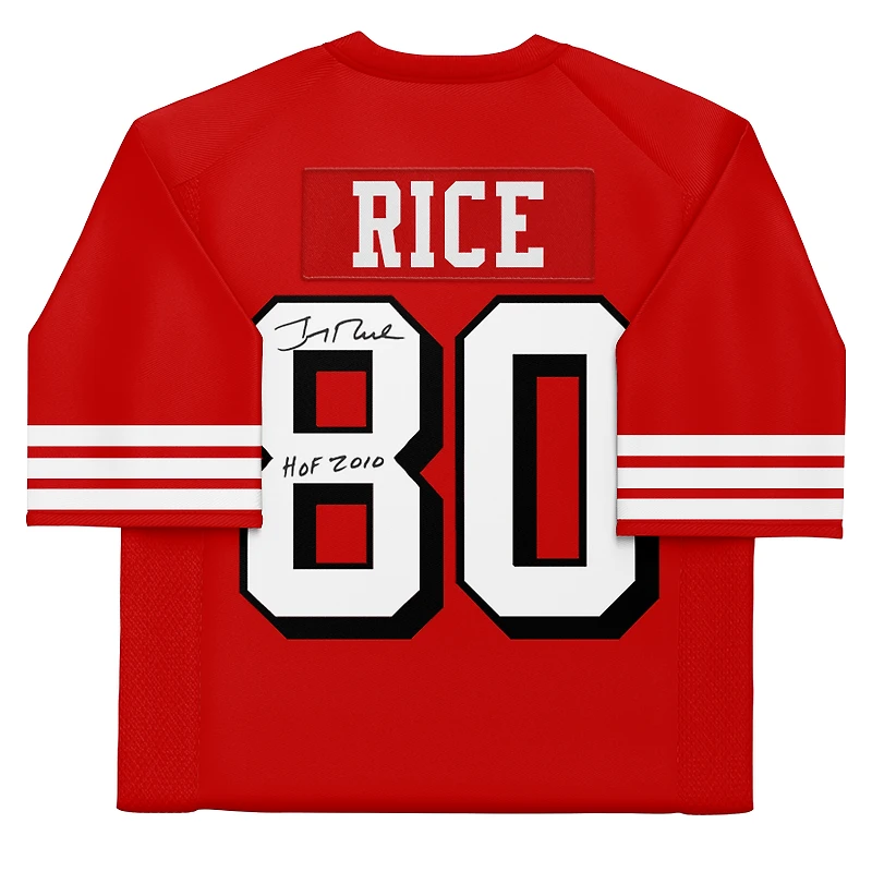 Jerry Rice San Francisco 49ers Autographed Red Mitchell & Ness Authentic Jersey with "HOF 2010" Inscription
