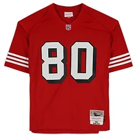 Maillot réplique rouge Mitchell & Ness autographié par Jerry Rice des 49ers de San Francisco, avec inscription « HOF 2010 ».