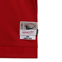 Maillot réplique rouge Mitchell & Ness autographié par Jerry Rice des 49ers de San Francisco, avec inscription « HOF 2010 ».