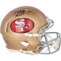 Casque Riddell Speed ​​Authentic rétro 1964-1995, autographié par Jerry Rice des 49ers de San Francisco, avec inscription « Goat ».
