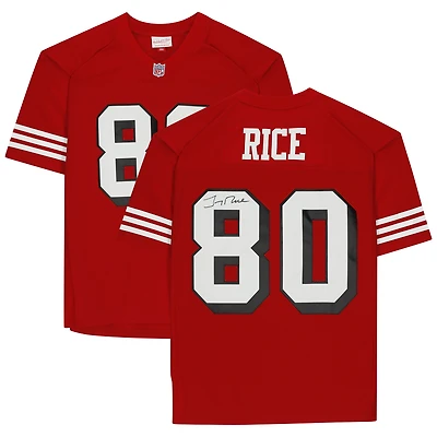 Maillot Mitchell & Ness Legacy écarlate autographié par Jerry Rice des 49ers de San Francisco