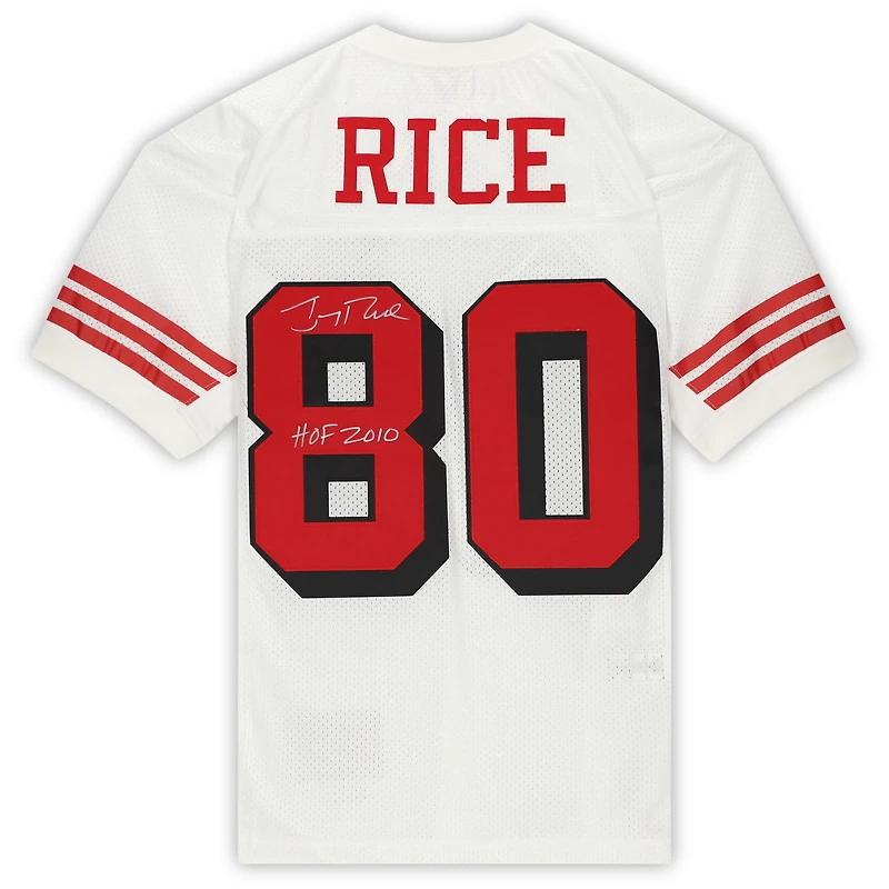Jerry Rice San Francisco 49ers Autographed White Mitchell & Ness Authentic Jersey with "HOF 2010" Inscription