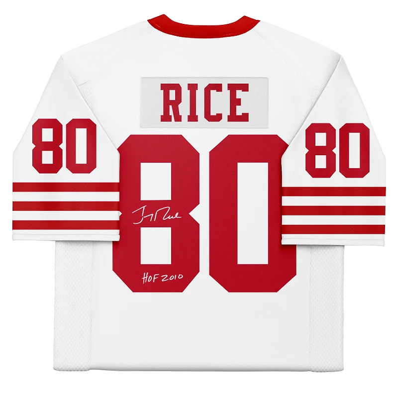 Jerry Rice San Francisco 49ers Autographed White Mitchell & Ness Replica Jersey with "HOF 2010" Inscription