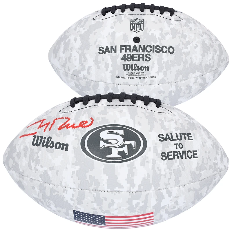Ballon de football Wilson 2024 Salute To Service autographié par Jerry Rice des 49ers de San Francisco