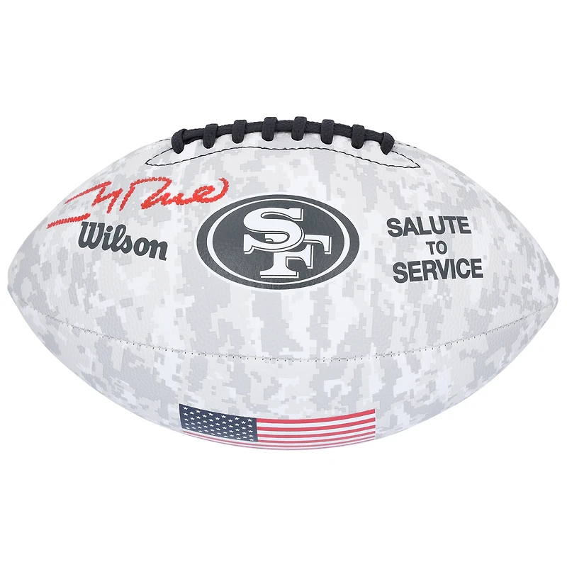 Ballon de football Wilson 2024 Salute To Service autographié par Jerry Rice des 49ers de San Francisco