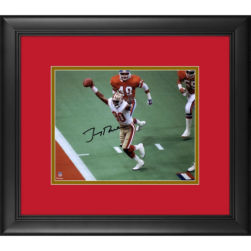 Jerry Rice San Francisco 49ers Framed Autographed 8" x 10" Hands Up vs Broncos Photograph