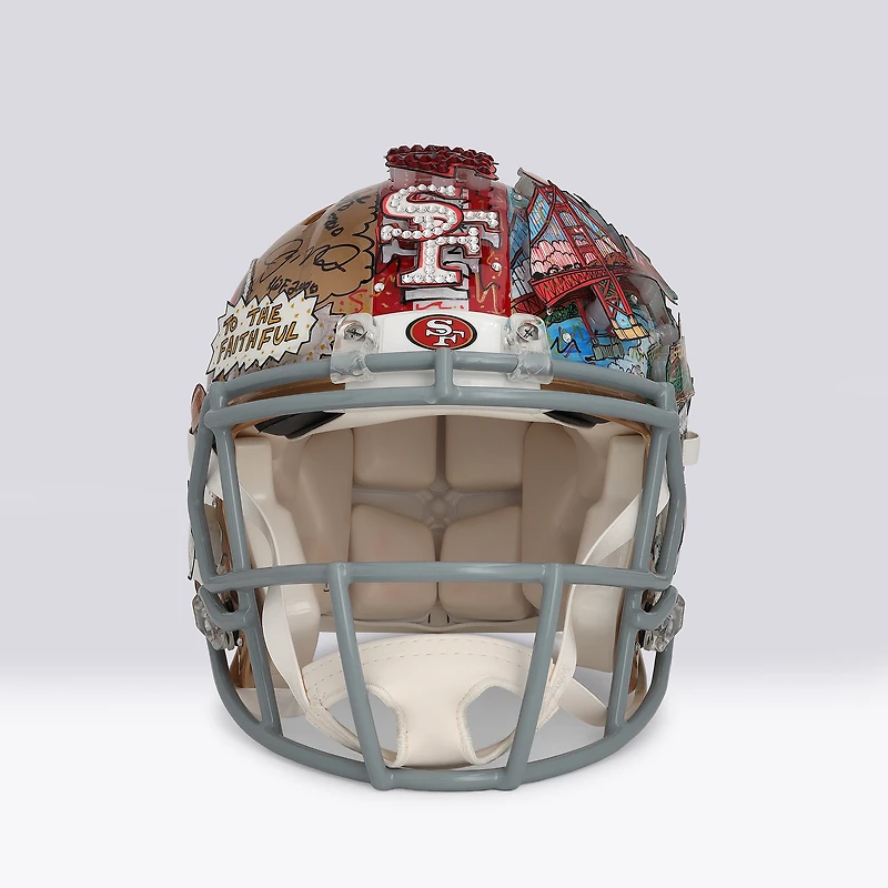 Jerry Rice, Steve Young & Joe Montana San Francisco 49ers Autographed Riddell Speed Authentic Helmet with Multiple Inscriptions - Art by Charles Fazzino - NF70444585