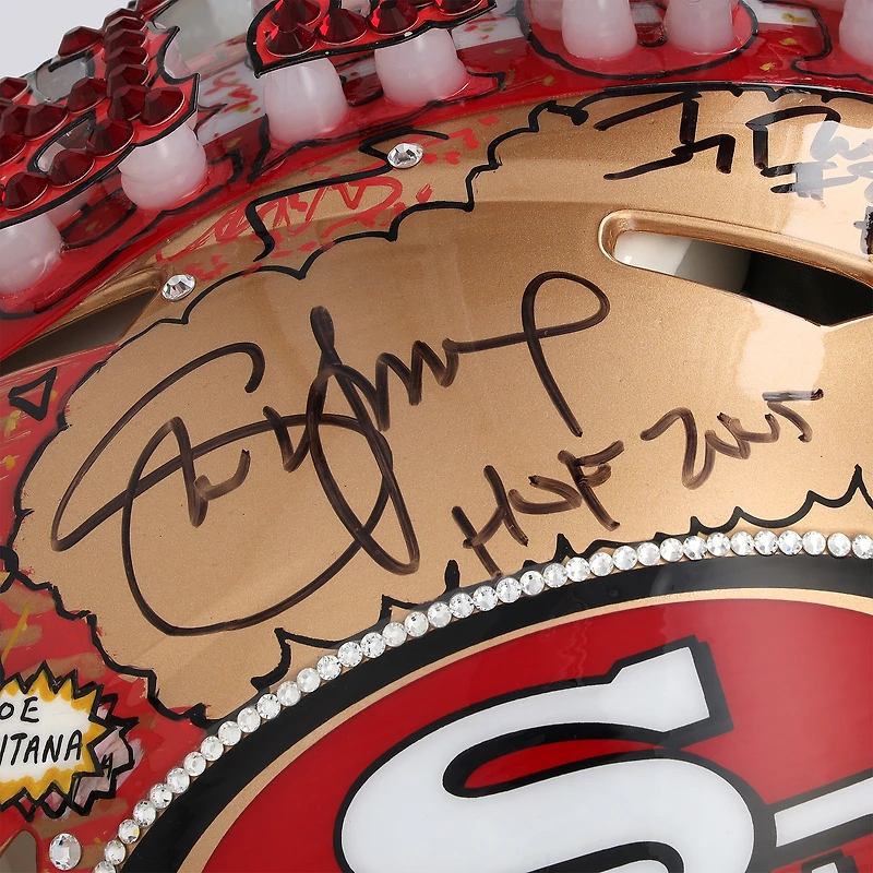 Casque Riddell Speed Authentic des 49ers de San Francisco, signé par Jerry Rice, Steve Young et Joe Montana, avec inscriptions multiples - Illustration de Charles Fazzino - NF70444585