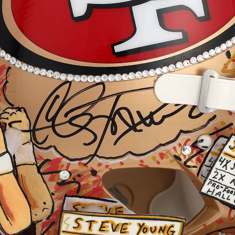 Jerry Rice, Steve Young & Joe Montana San Francisco 49ers Autographed Riddell Speed Authentic Helmet with Multiple Inscriptions - Art by Charles Fazzino - NF70444585