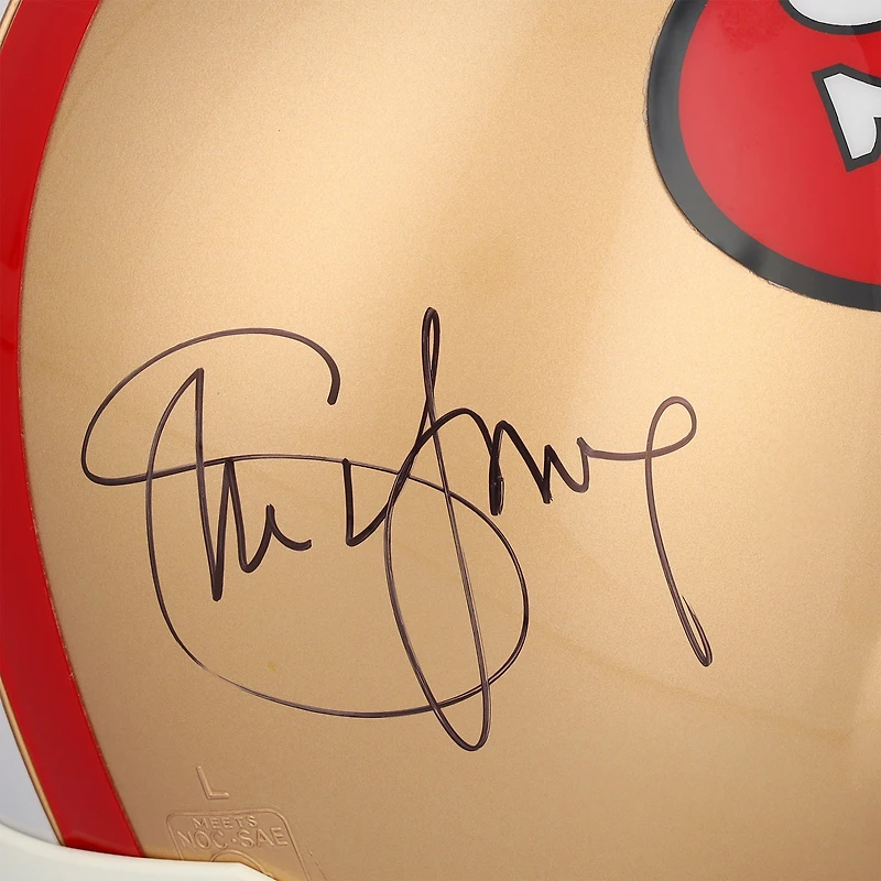 Casque authentique Riddell Throwback autographié par Joe Montana et Steve Young des 49ers de San Francisco